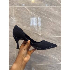 Cosy‎ Island Black Knit DOrsay Pointed Toe Kitten Heel Pumps Womens Size 7.5